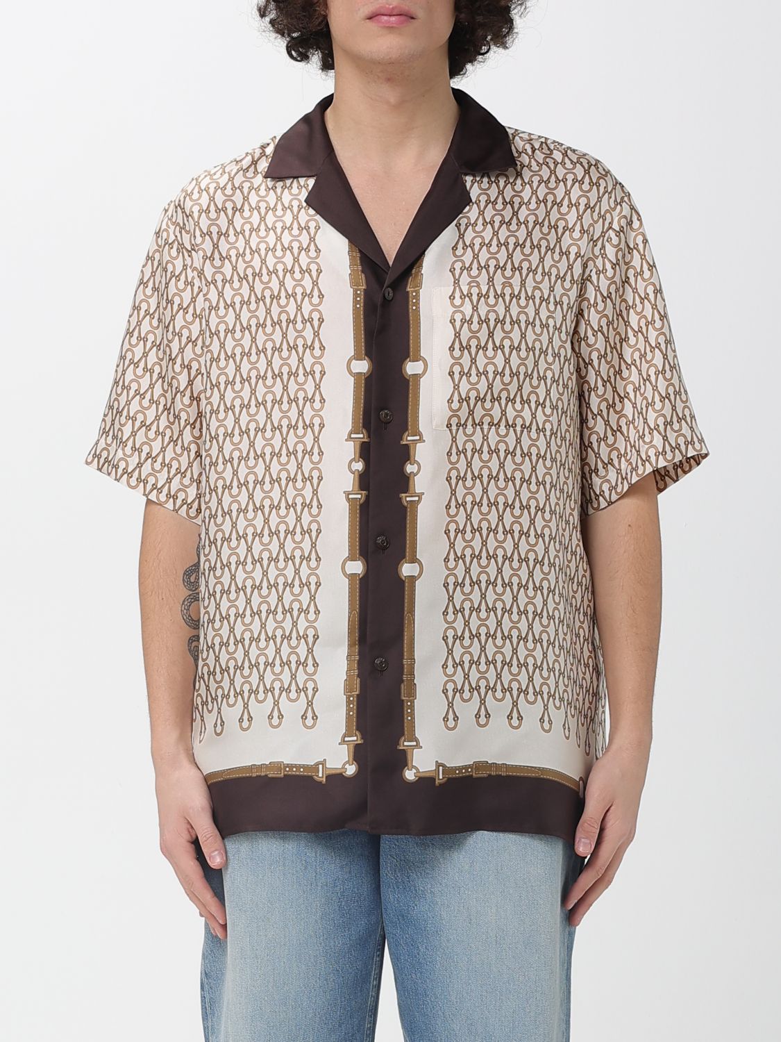 GUCCI Camicia in seta con stampa grafica