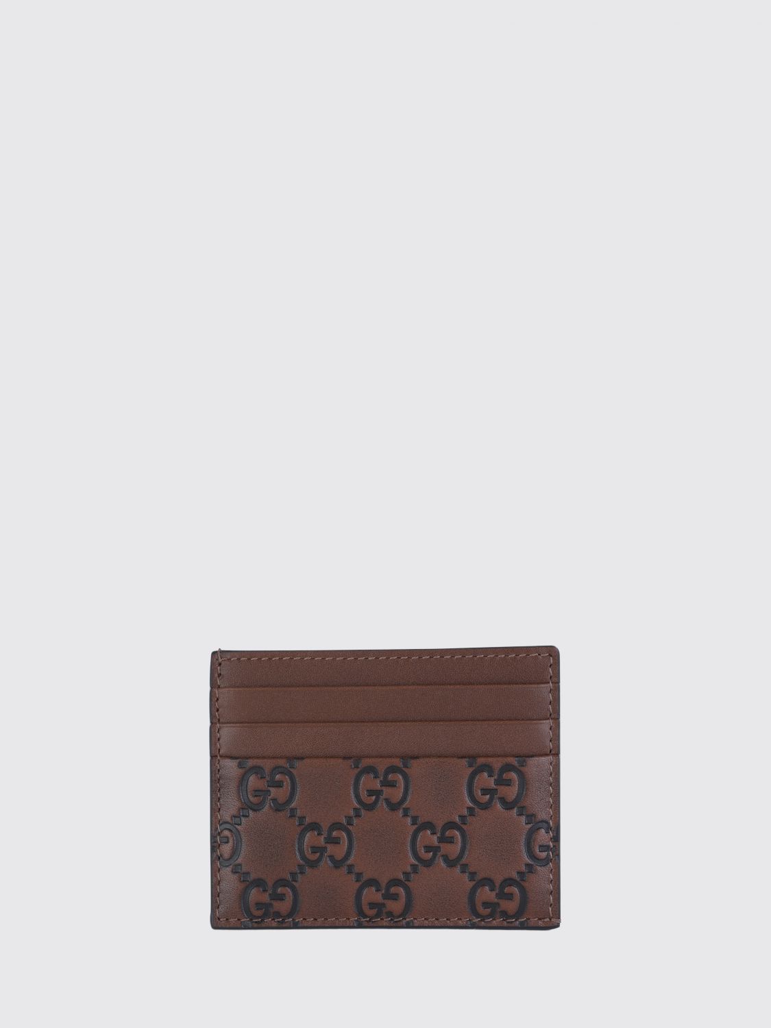 GUCCI Portacarte di credito GG Emblem in pelle con monogram GG
