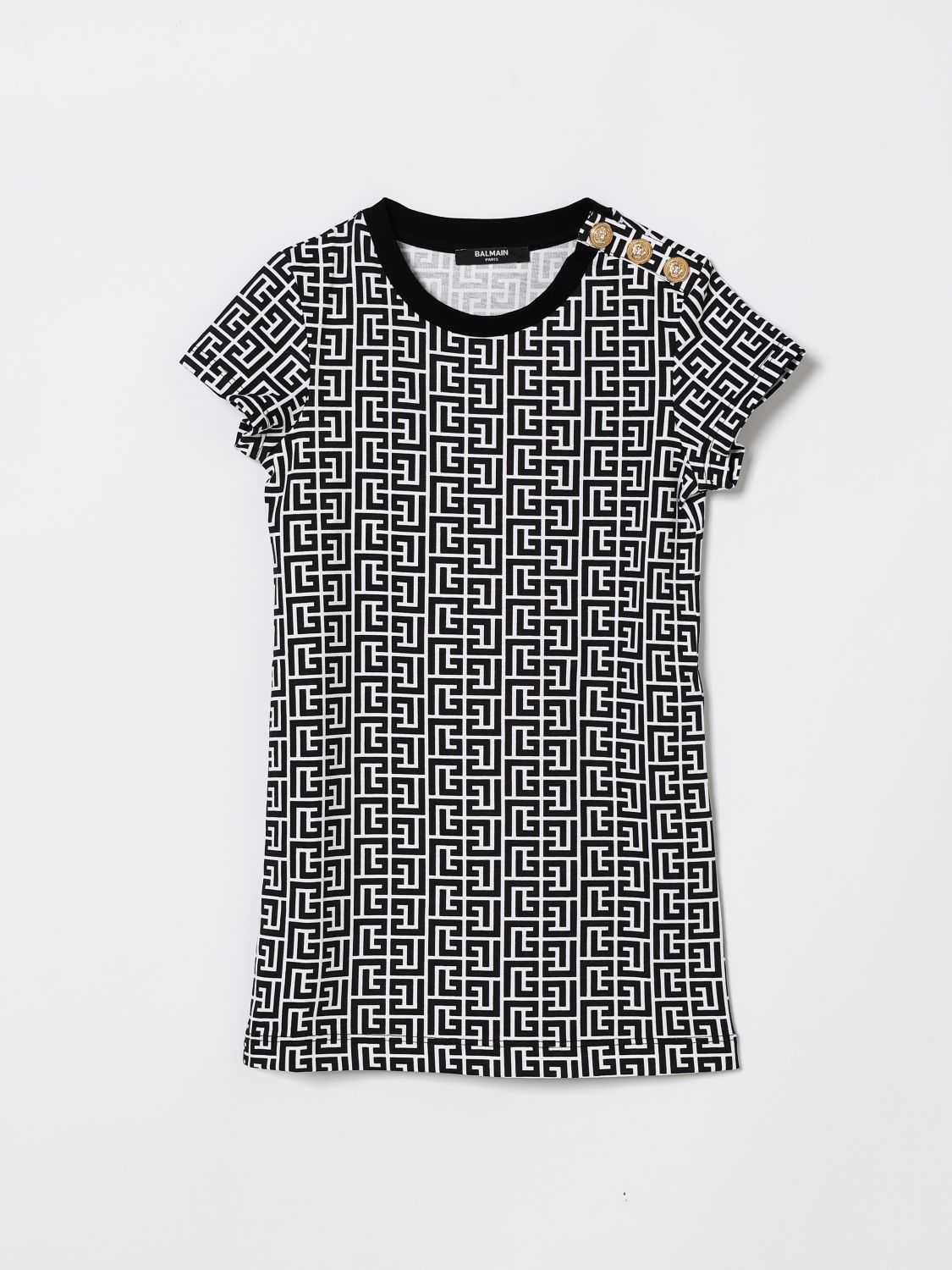 BALMAIN Monogram Cotton Mini Dress