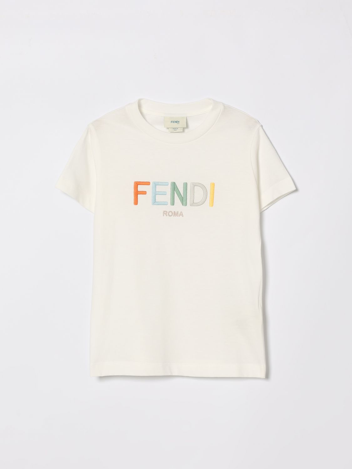 FENDI T-shirt in cotone con logo ricamato