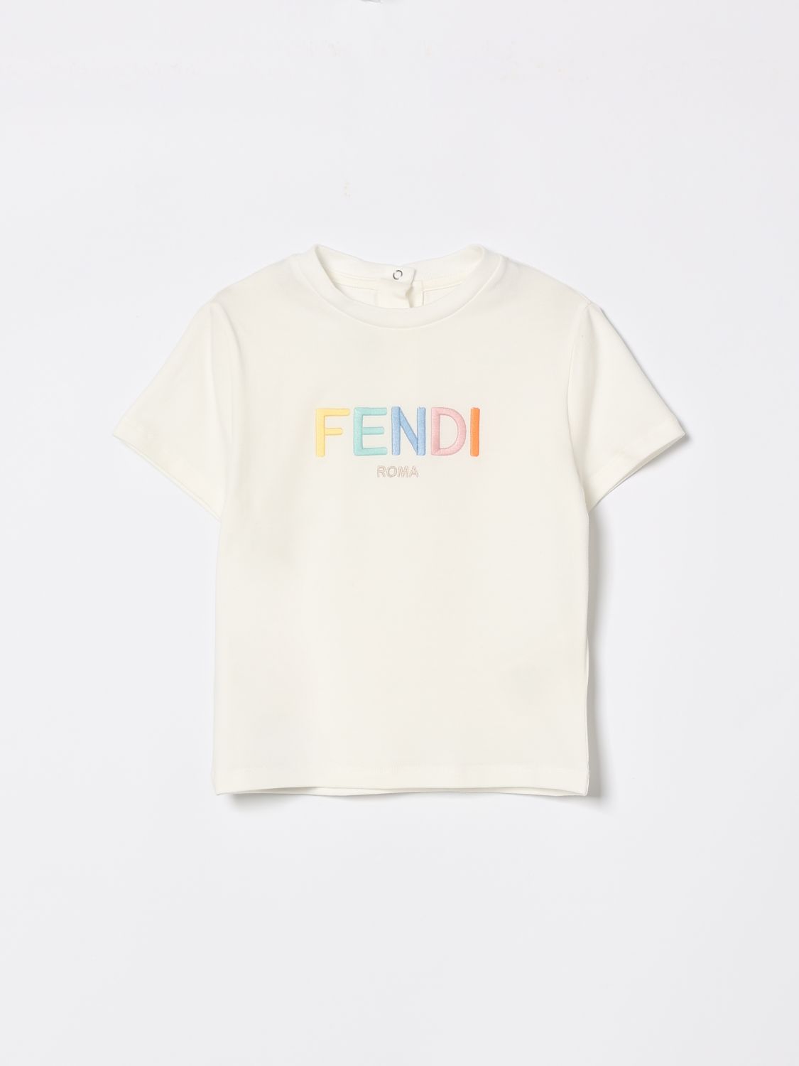 FENDI T-shirt in cotone con logo ricamato