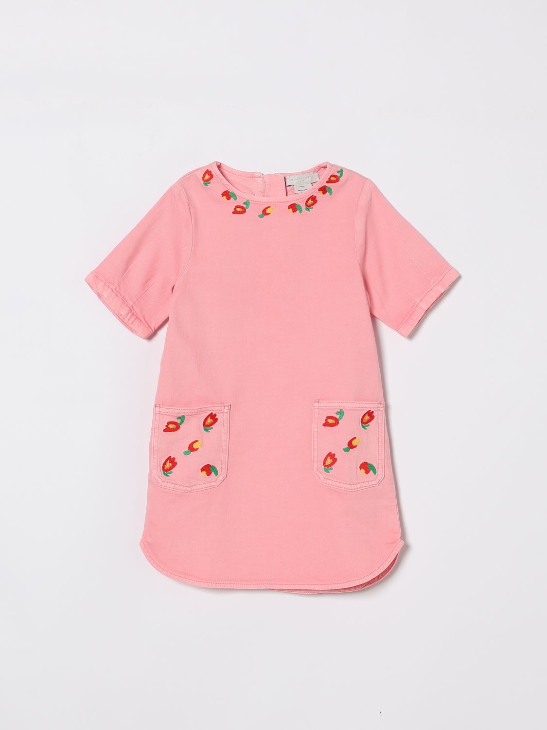 STELLA MCCARTNEY KIDS Cotton Mini Dress with Floral Embroidery　STELLA MCCARTNEY KIDS フラワー刺繍入りコットン ミニドレス STELLA