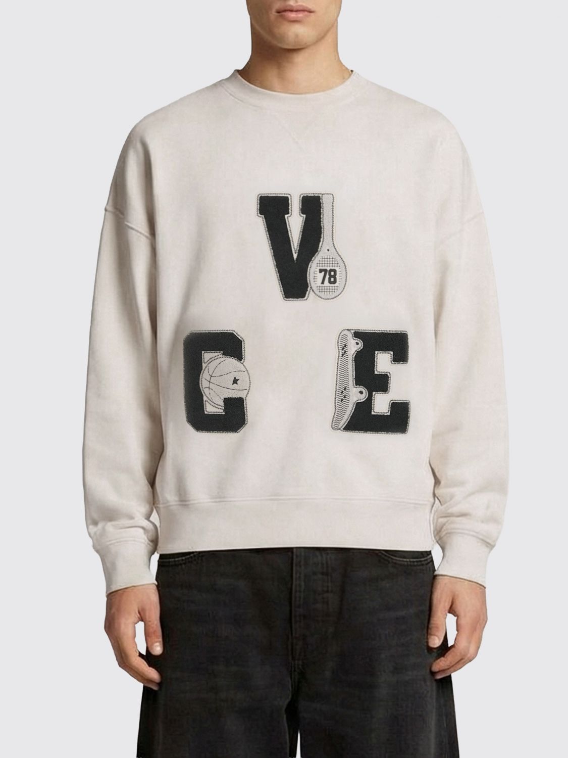 Golden Goose Ανδρών Γκρί Crewneck Sweatshirt With Lettering