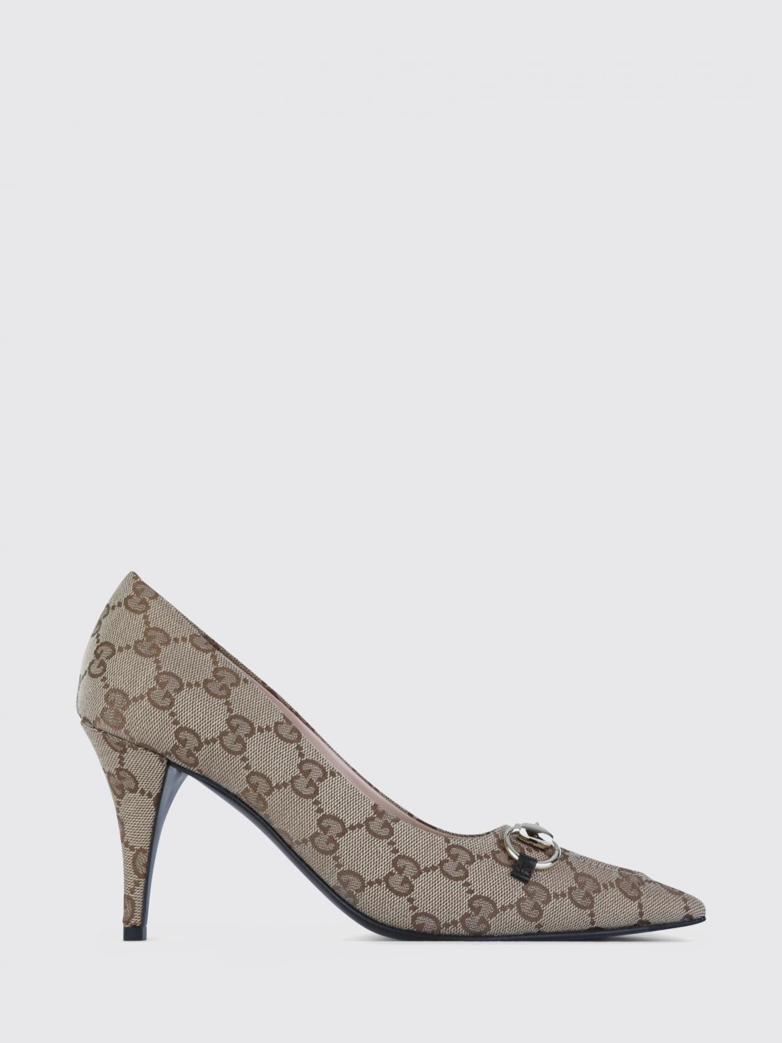 GUCCI Décolleté Horsebit in canvas con monogram GG jacquard