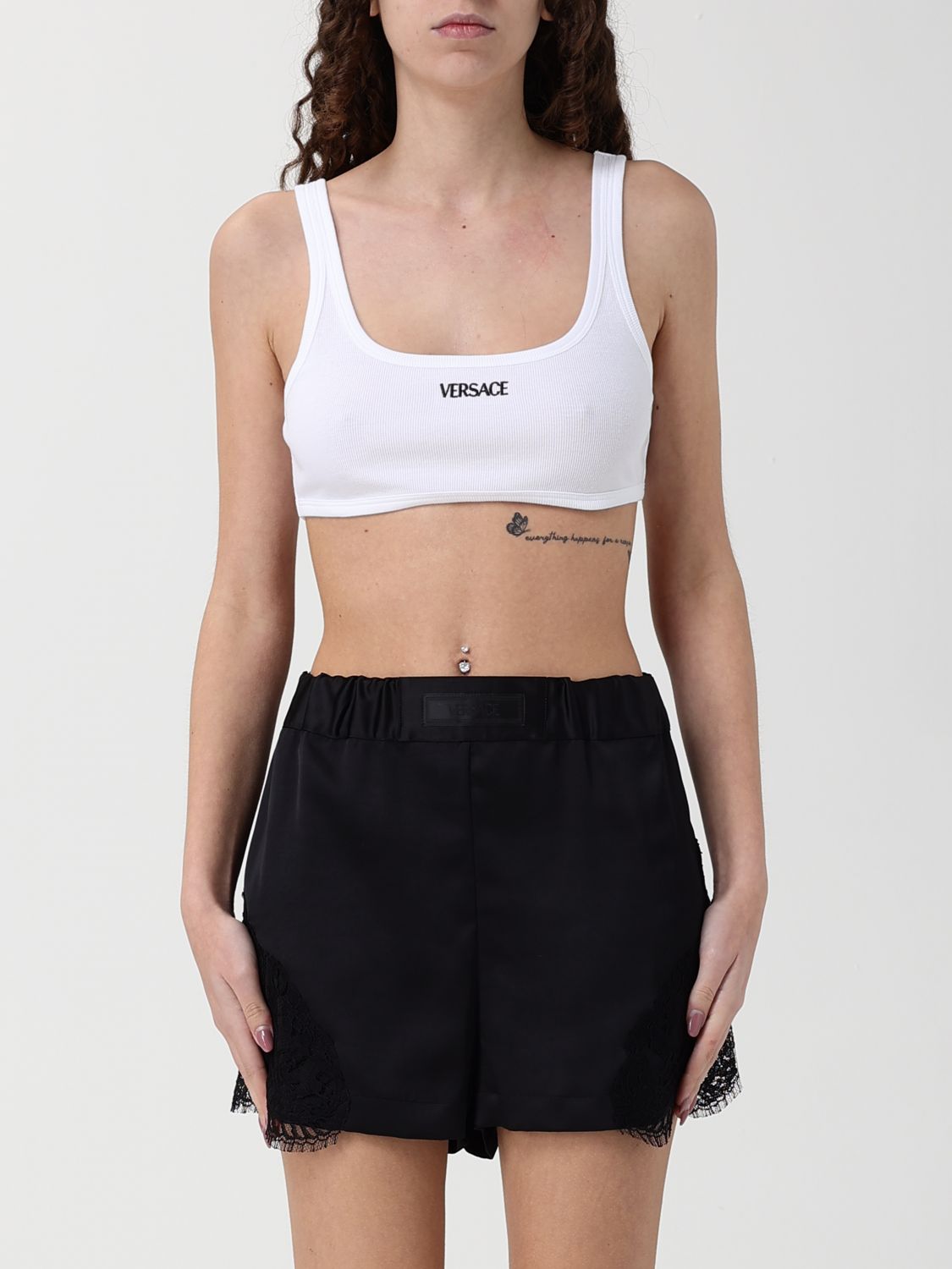 VERSACE Cotton Crop Top With Logo　VERSACE ロゴ入りコットン クロップトップ VERSACE