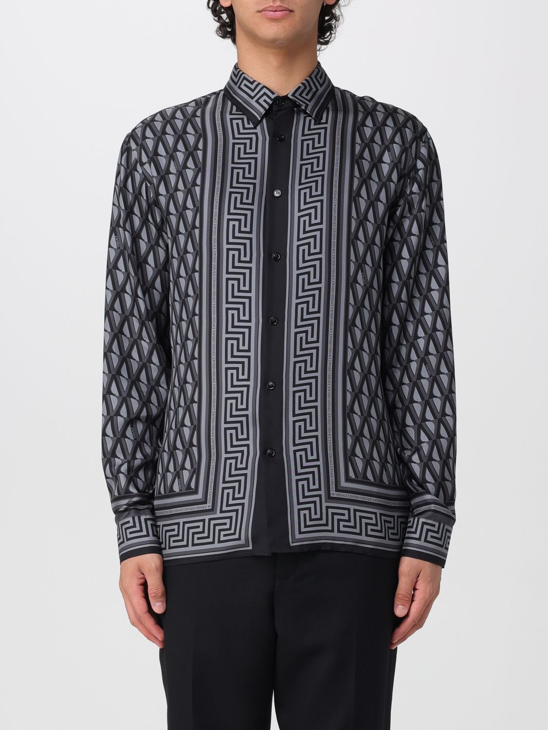 VERSACE Shirt Men color Charcoal