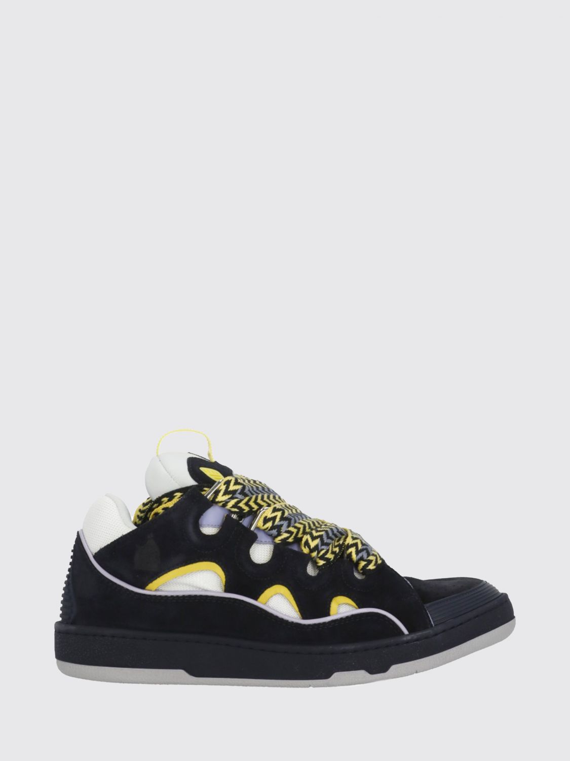 Lanvin Curb Leather And Mesh Sneakers