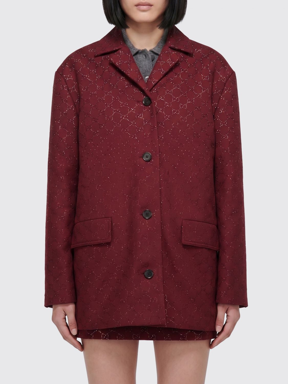 GUCCI Giacca in misto cotone GG con cristalli