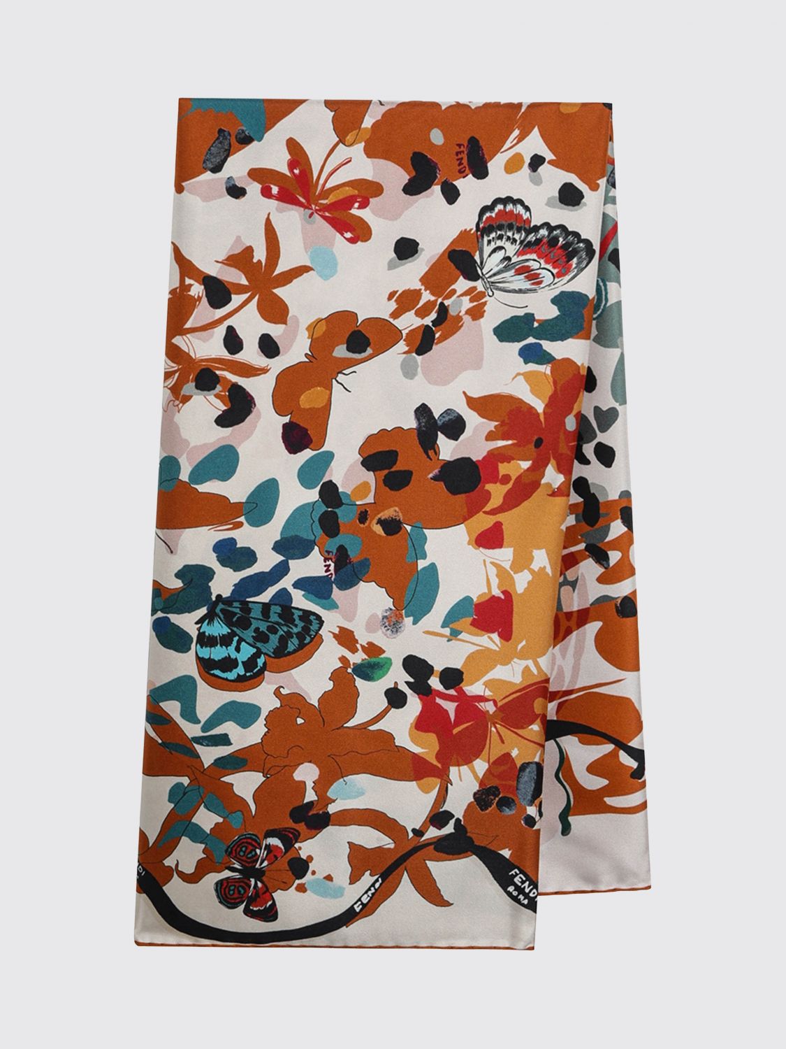 FENDI Foulard in seta con stampa floreale