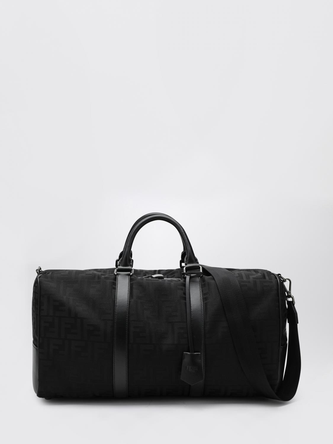 Fendi Ανδρών Μαύρο Ff Jacquard Nylon Travel Bag