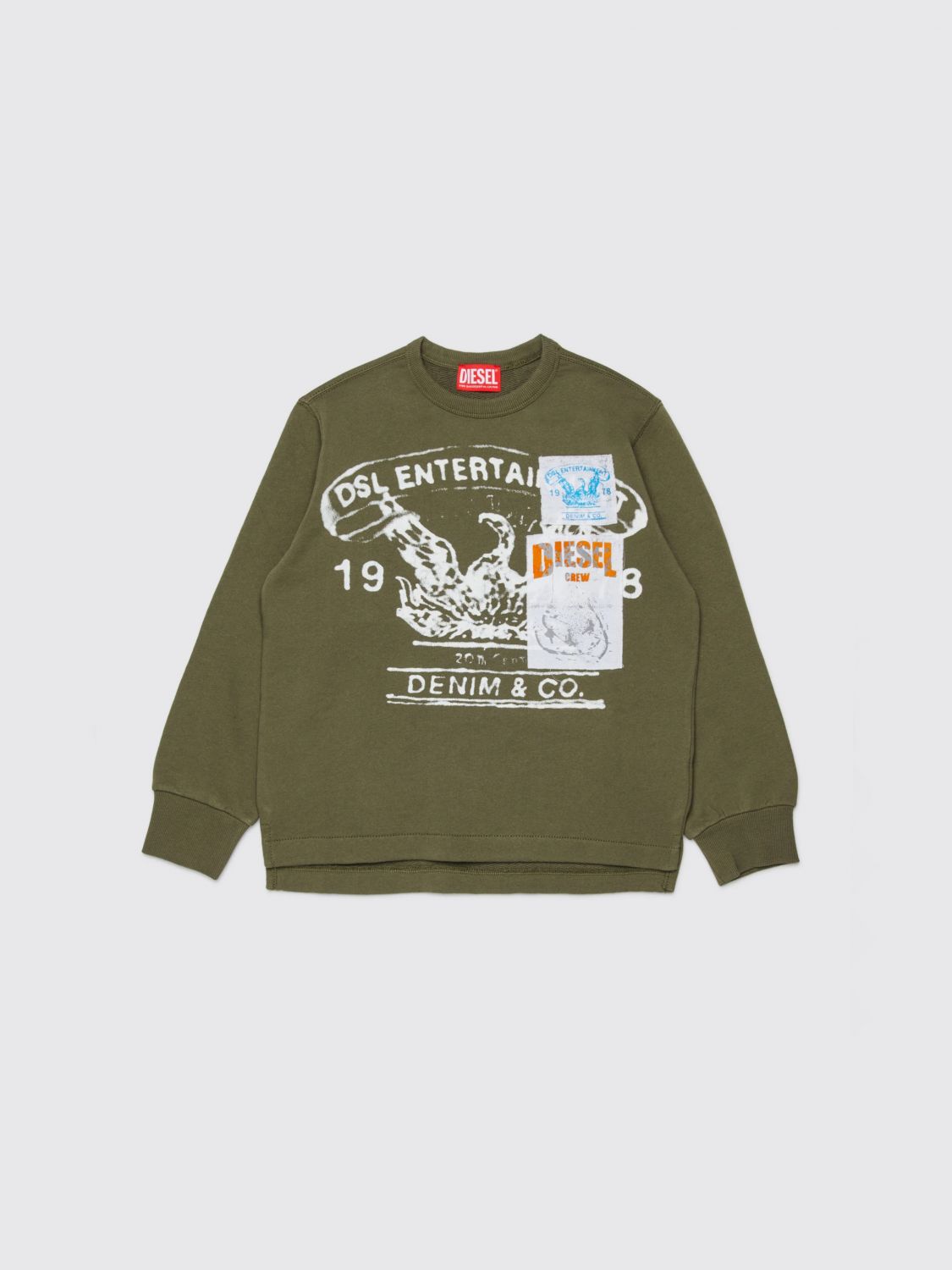 DIESEL Felpa in cotone con stampa grafica e logo