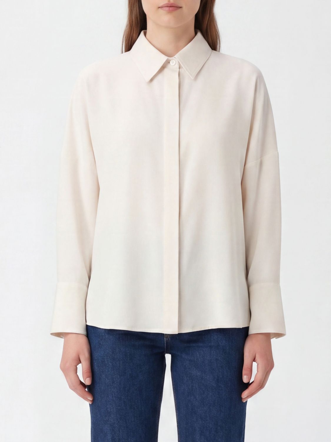 FABIANA FILIPPI Camicia oversize in fresco di lana con filo diamante