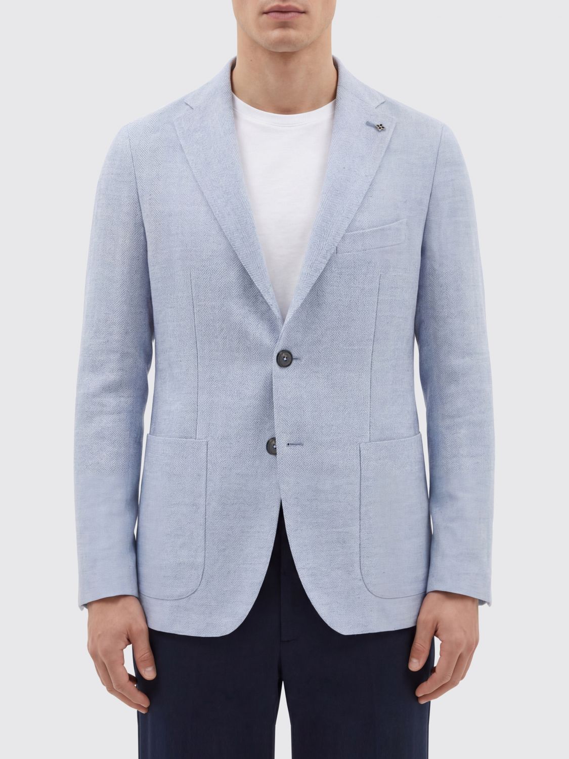 Tagliatore Single Breasted Blazer in Linen and Virgin Wool