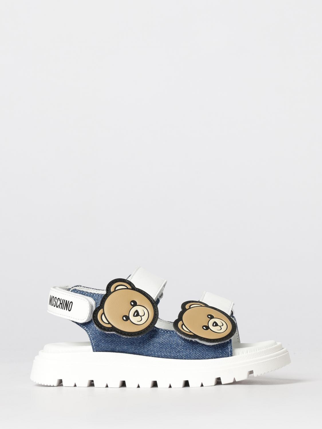 MOSCHINO Teddy Denim- und Leder-Sandalen