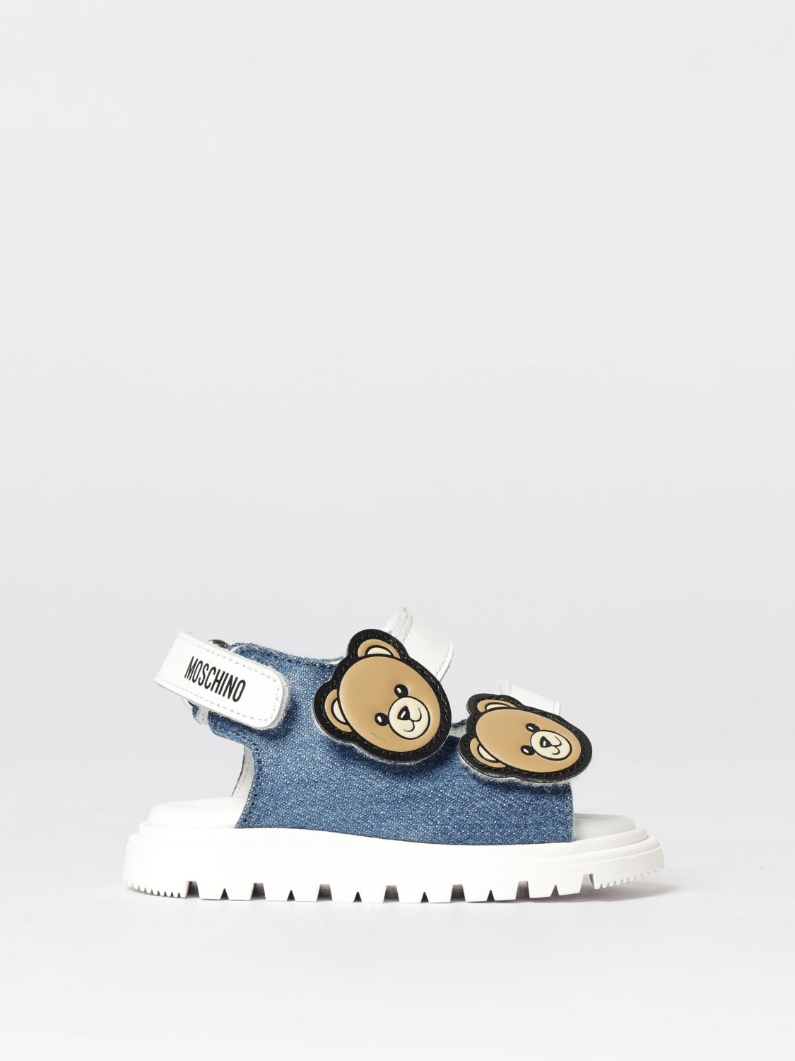 MOSCHINO Teddy Denim- und Leder-Sandalen