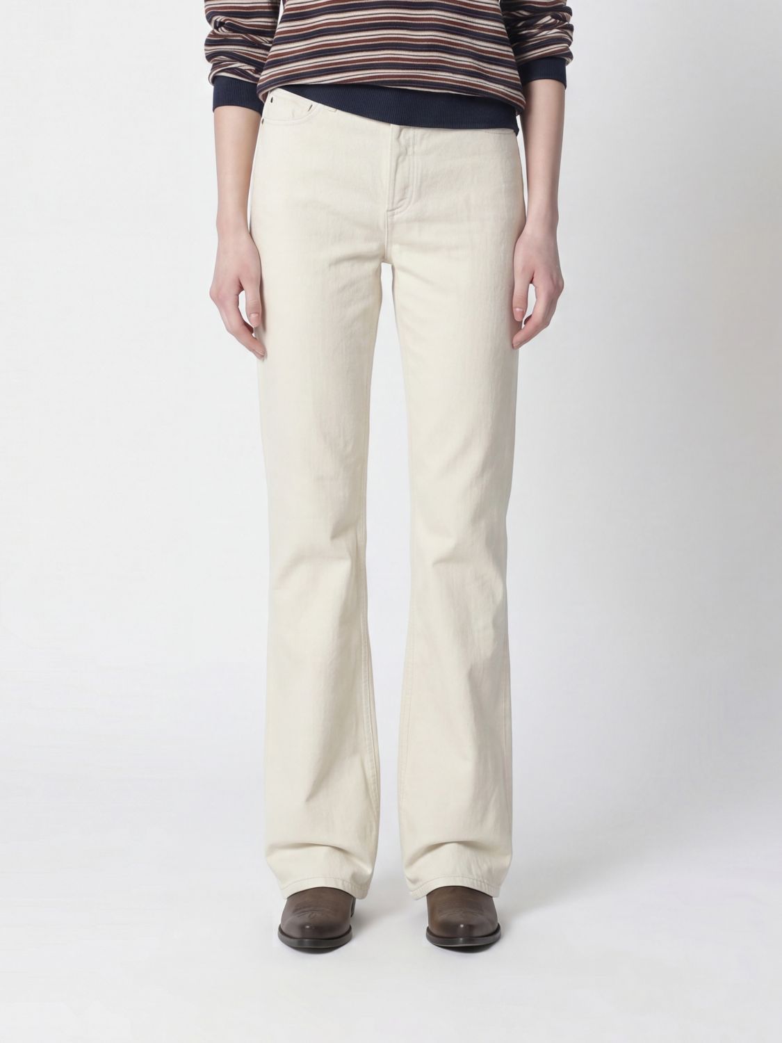 A. P.C. Jeans flared in denim di cotone organico
