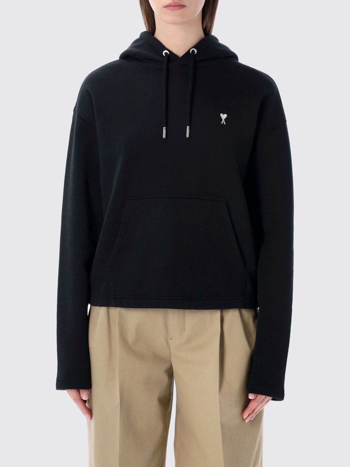 AMI Paris AMI PARIS Sweatshirt Woman color Black　AMI PARIS スウェットシャツ ウィメンズ カラー ブラック