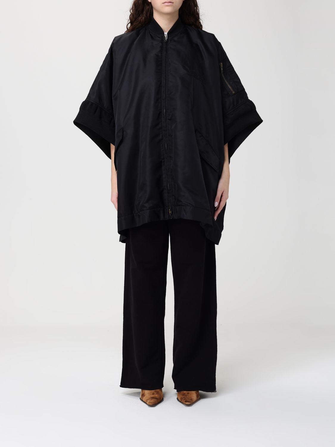 Mm6 Maison Margiela Damen Schwarz Nylon Cape