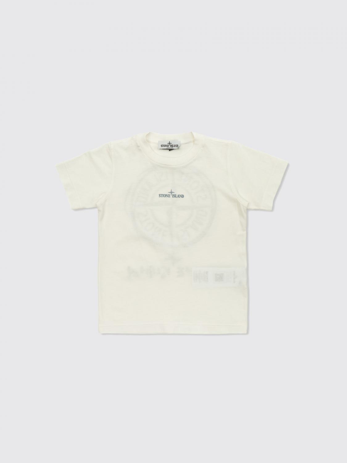 STONE ISLAND JUNIOR Cotton T-Shirt with Logo Print　STONE ISLAND JUNIOR ロゴプリント コットン Tシャツ STONE