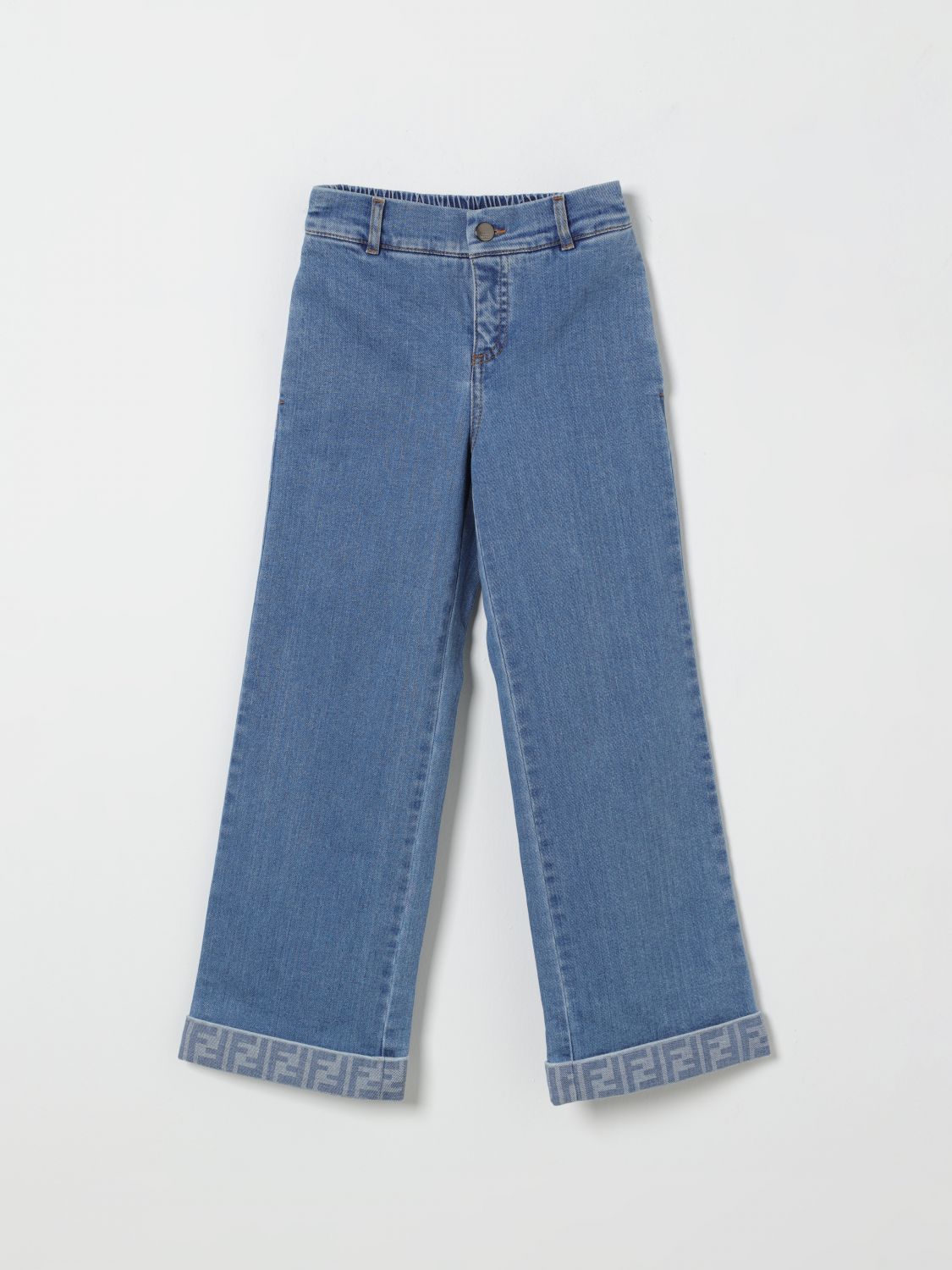 FENDI Jeans palazzo in denim di cotone