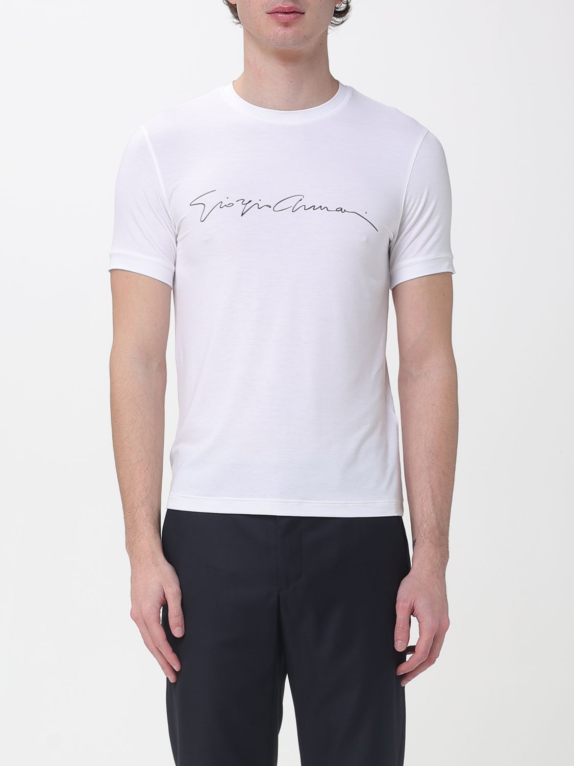 GIORGIO ARMANI Stretch-Baumwoll-T-Shirt mit Logo