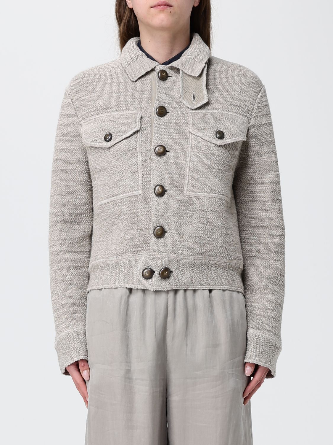 Giorgio Armani Viscose Blend Cardigan In Gray
