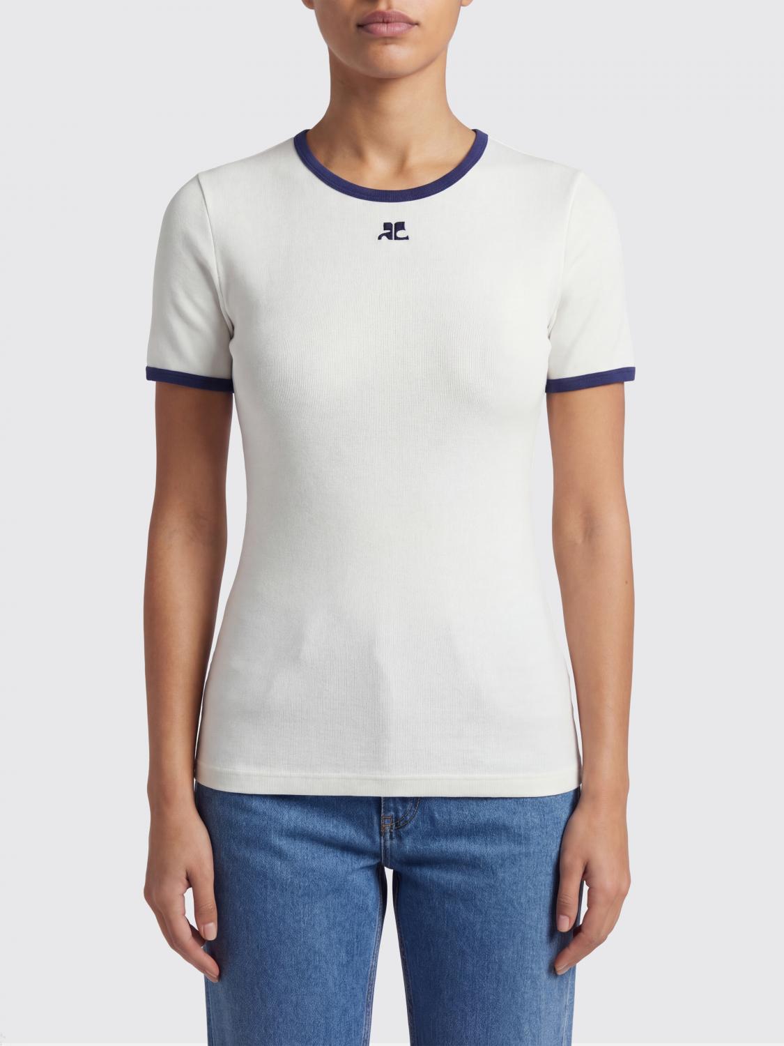 Courrèges Cotton T-shirts with Mini Logo · L
