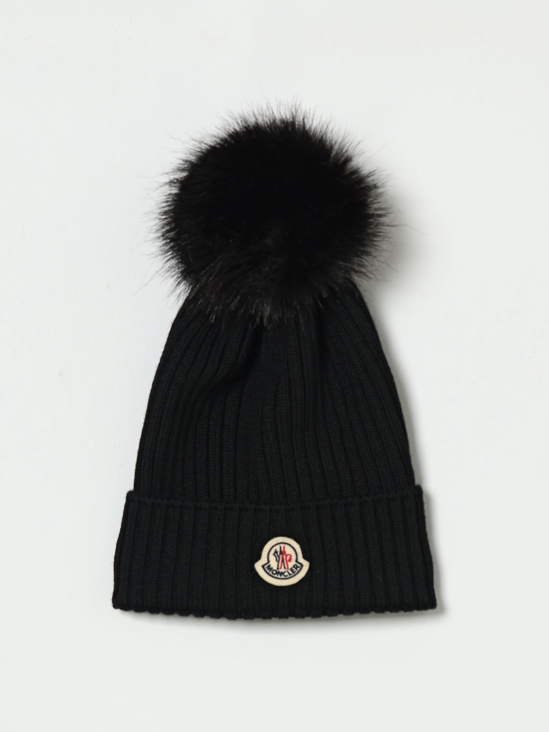 MONCLER Ribbed Virgin Wool Hat With Pompon　MONCLER ポンポン付きリブバージンウールハット MONCLER
