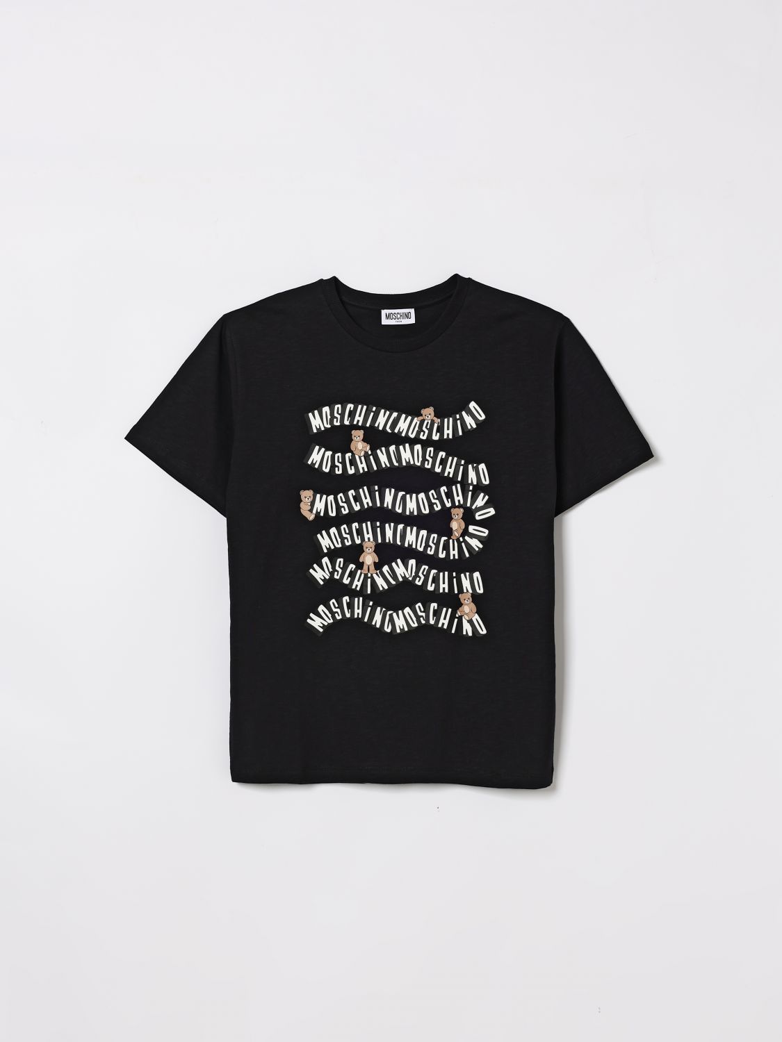 MOSCHINO Baumwoll-T-Shirt mit Logo und Allover-Teddybär-Print