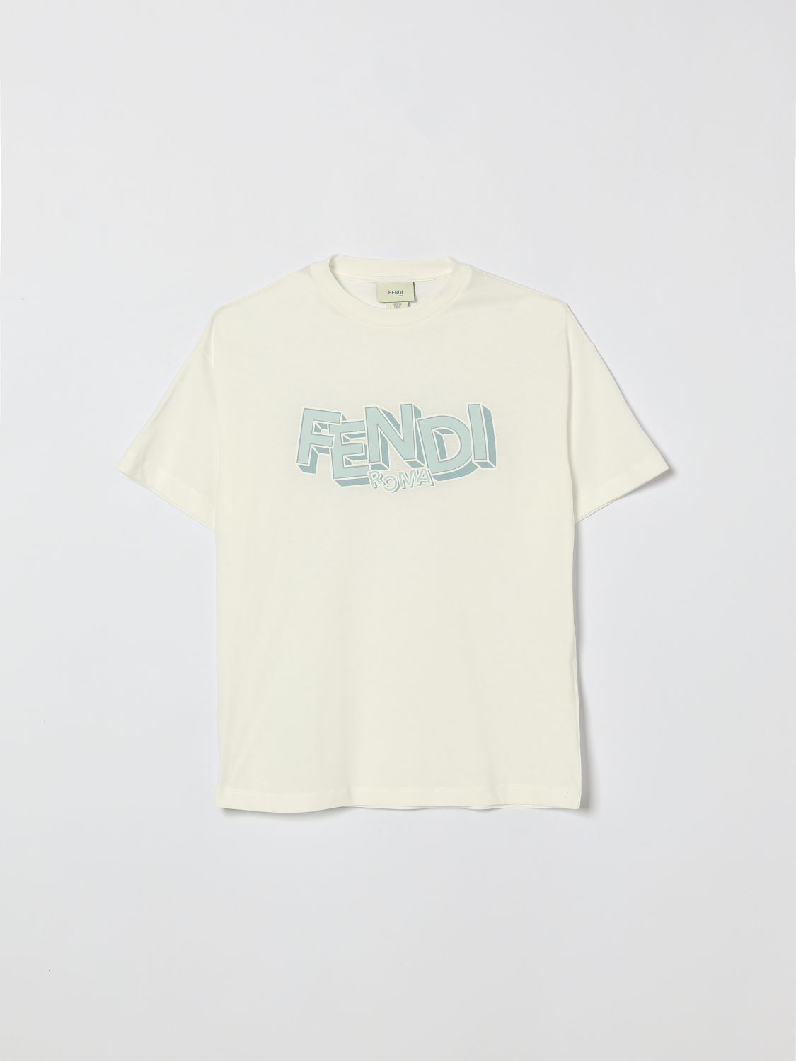 FENDI T-shirt girocollo in cotone con logo