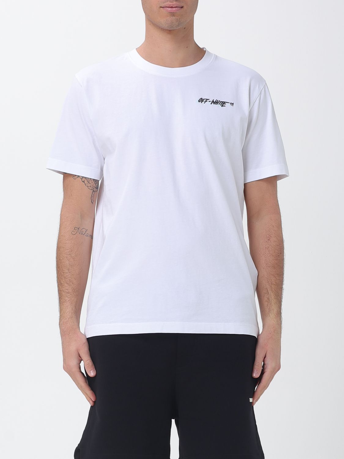 Off-White Off-White Cotton T-Shirt with Logo　ロゴ付きオフホワイト コットン T シャツ