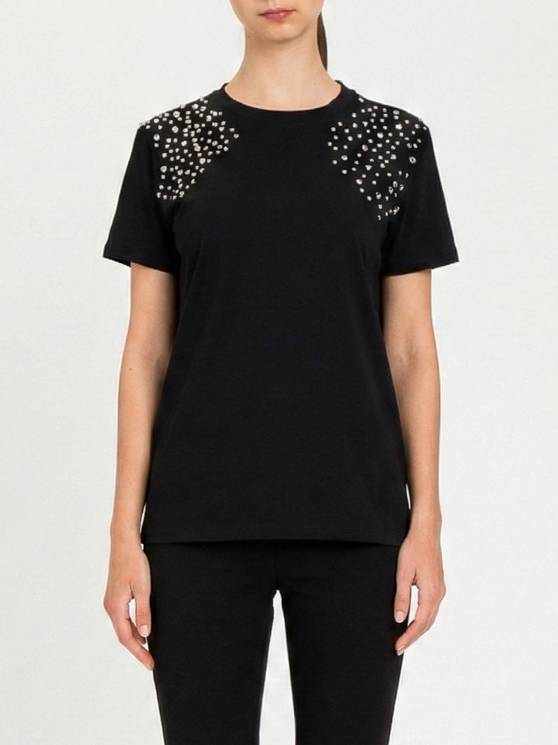 Actitude Twinset Cotton T-Shirt with Rhinestones