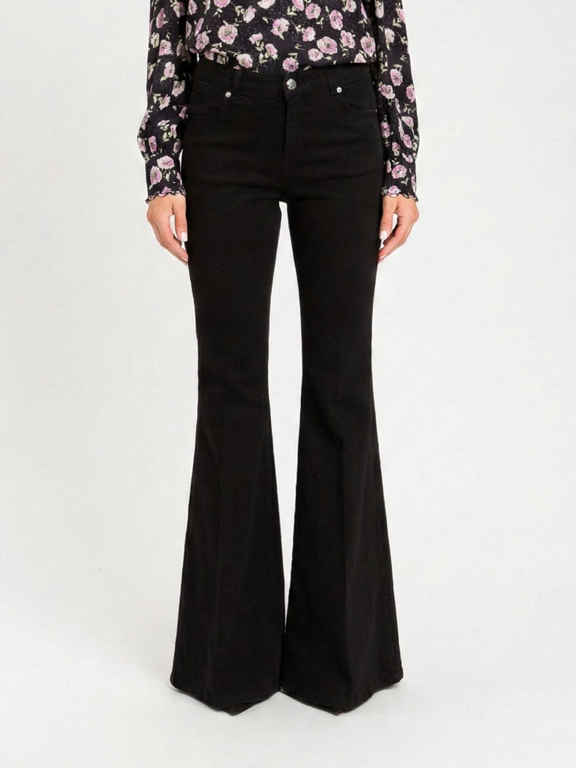 Twinset Ausgestellte Stretch-Denim-Jeans