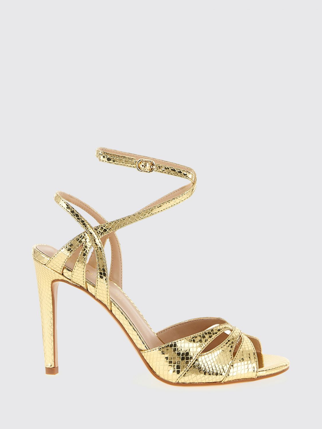 Sandalo Twinset in pelle laminata stampa pitone