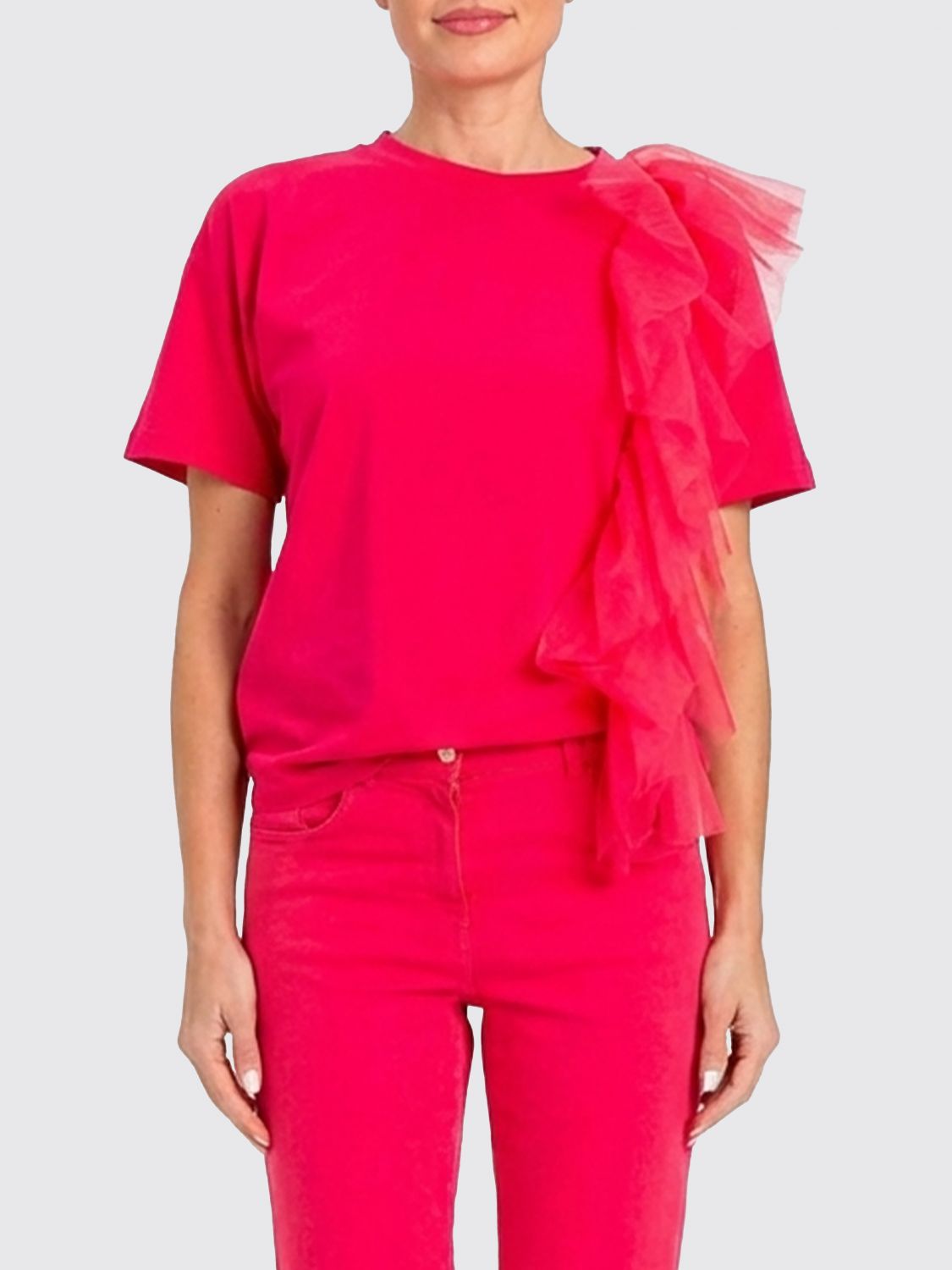 Actitude Twinset Baumwoll-T-Shirt mit Rüschen
