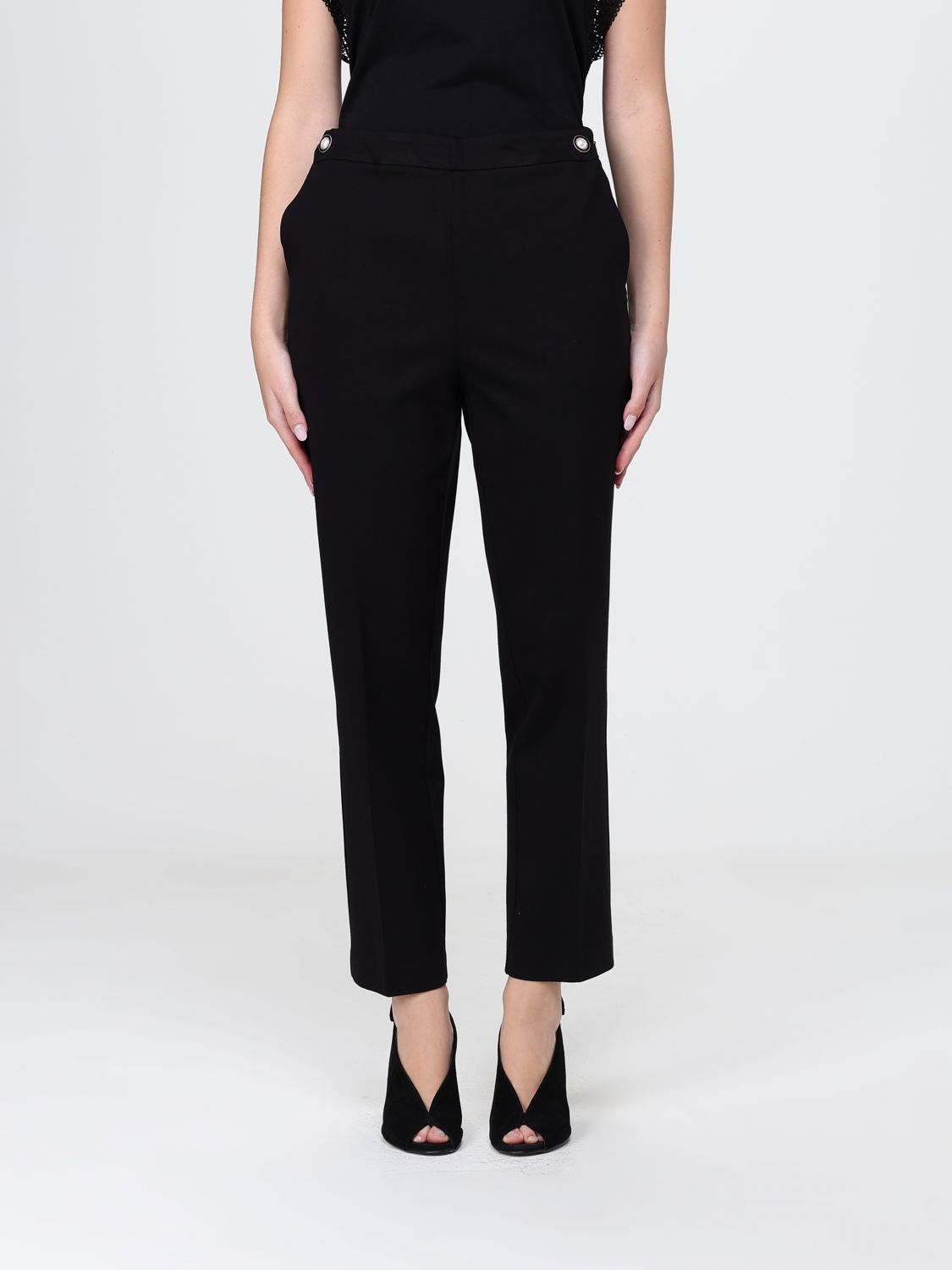 Twinset Pantaloni cropped fit in misto viscosa
