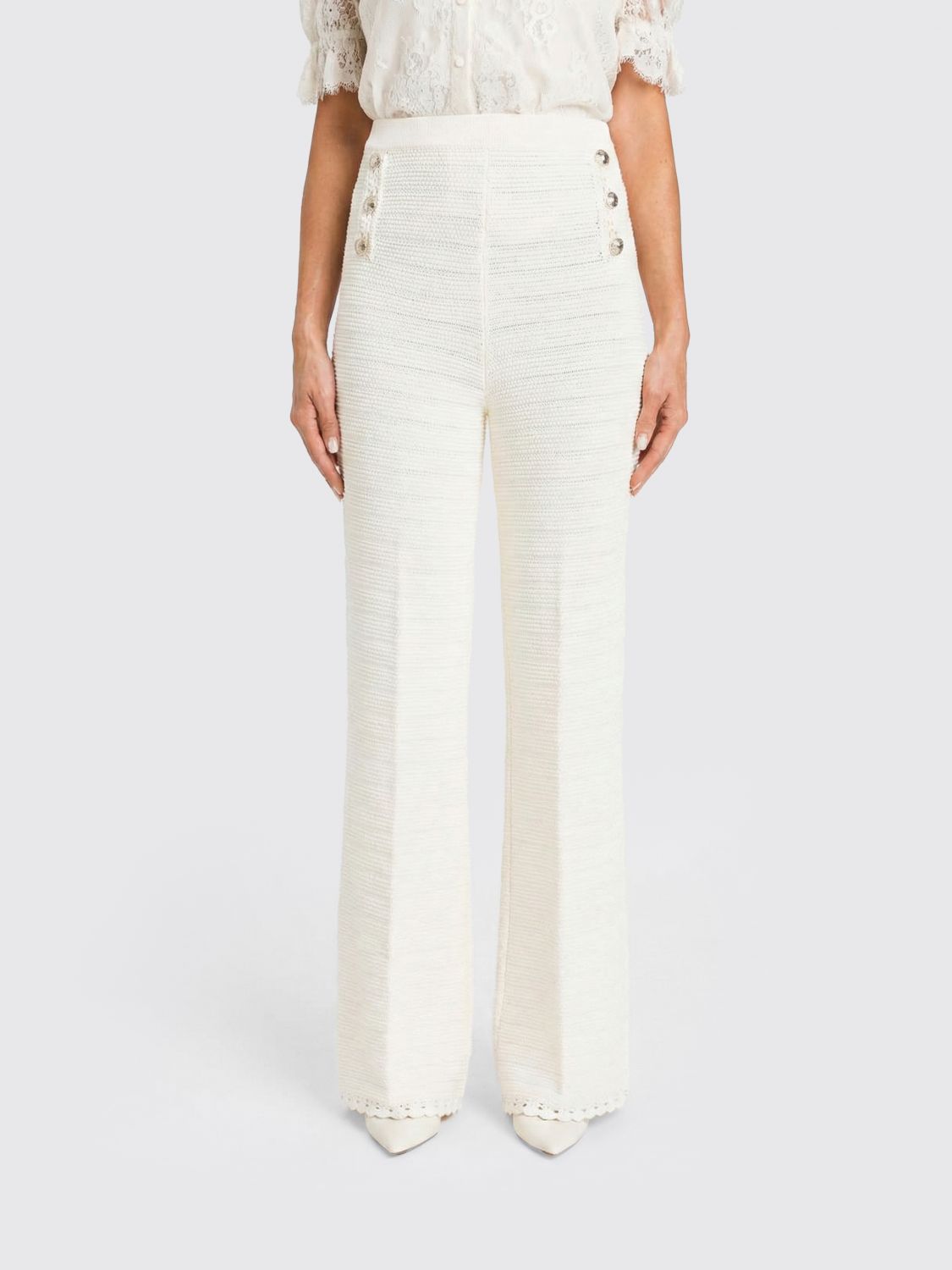 Twinset Pantaloni straight in misto viscosa