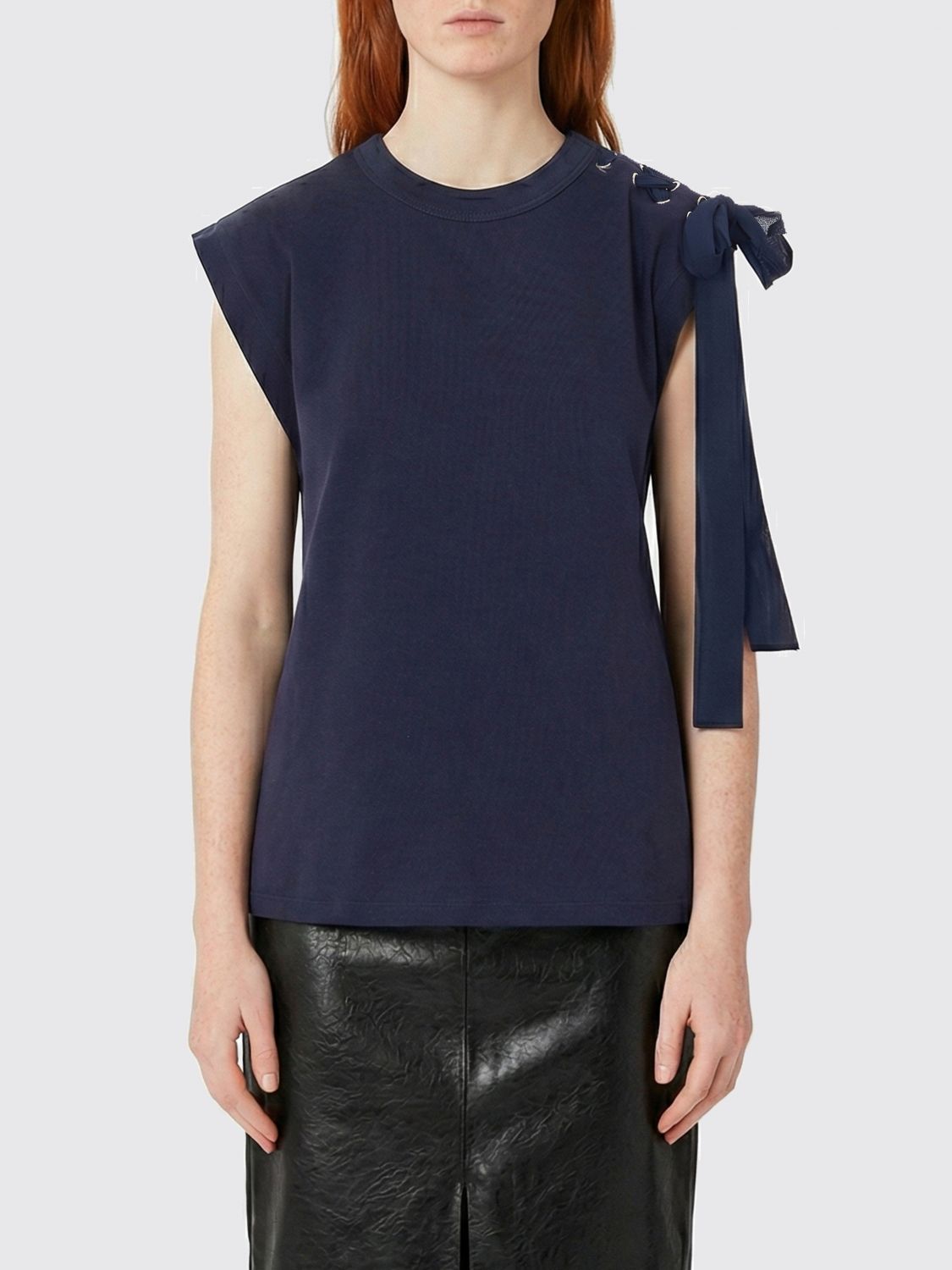 T-shirts in cotone con fettucce Twinset