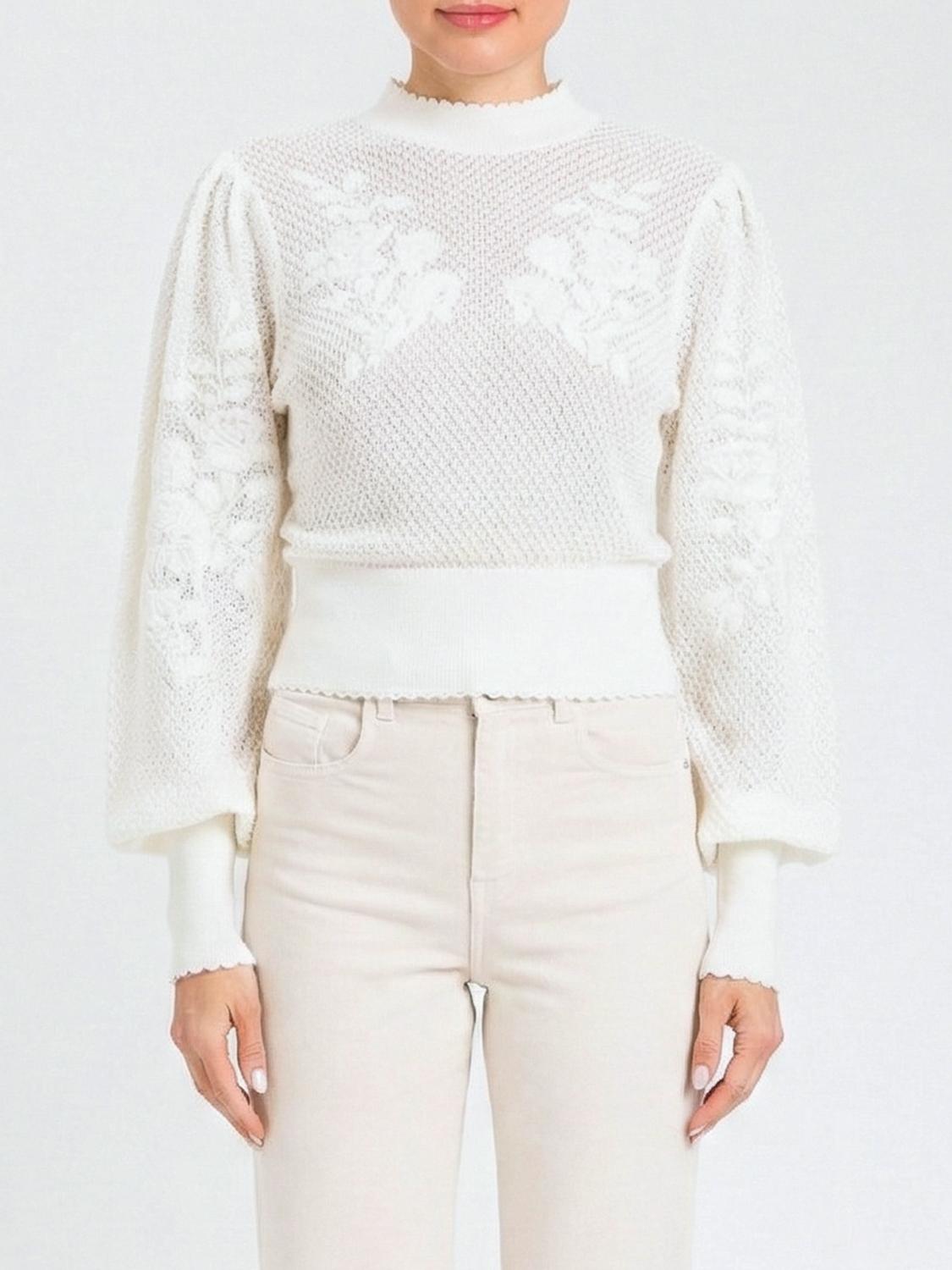 Twinset Rundhals-Pullover aus Baumwollhäkel