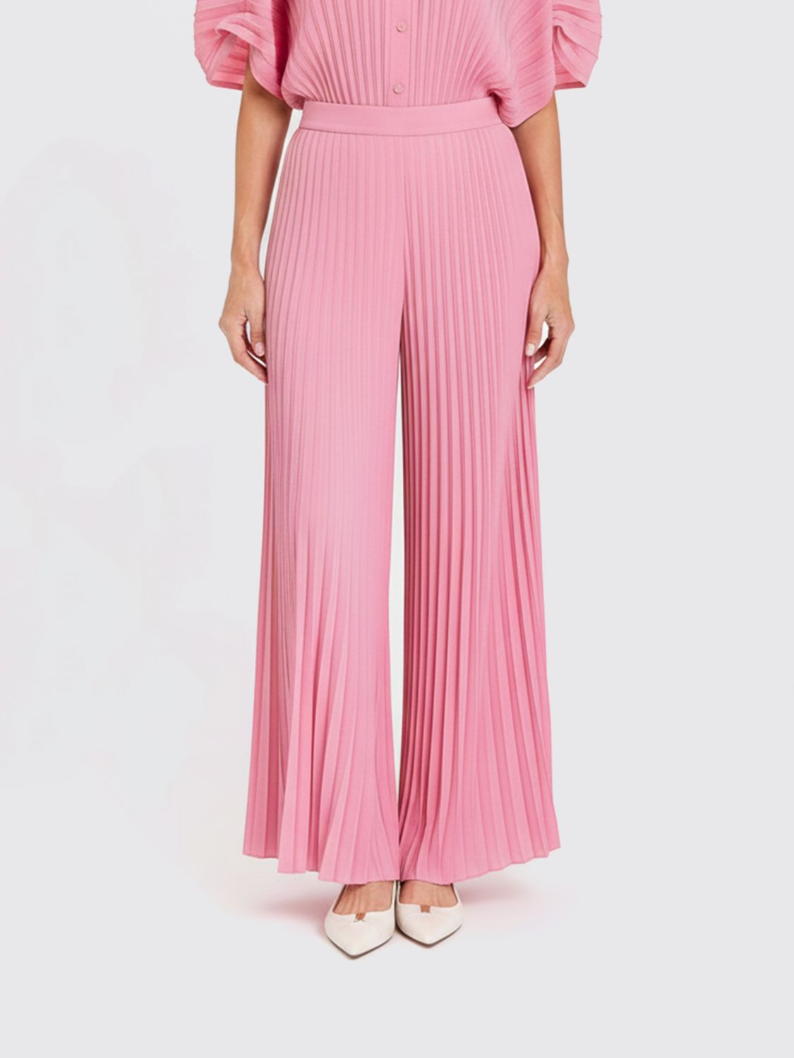 Twinset Γυναικών Ροζ Pleated Crêpe Trousers