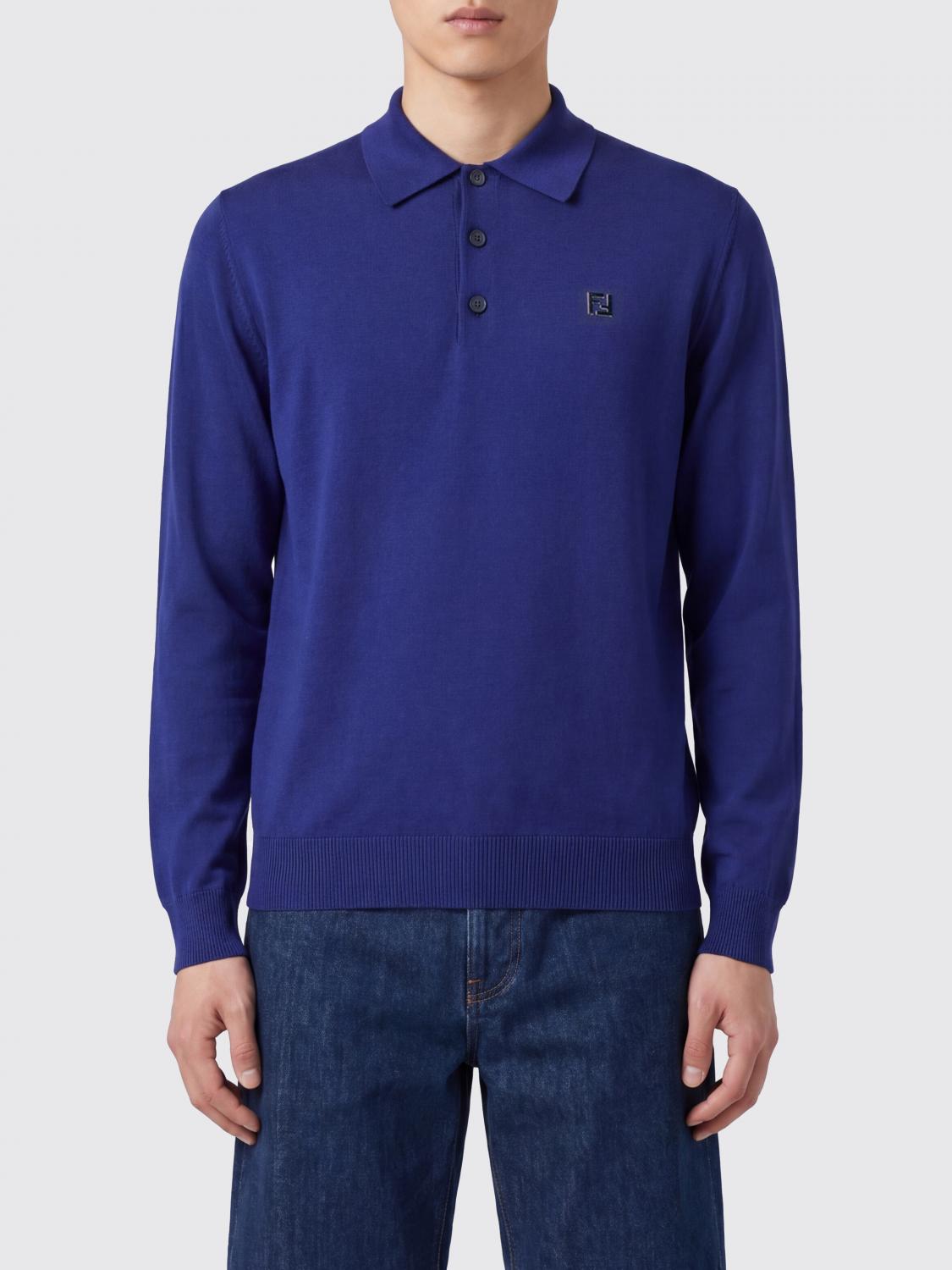 FENDI Polo in maglia di lana con logo FF
