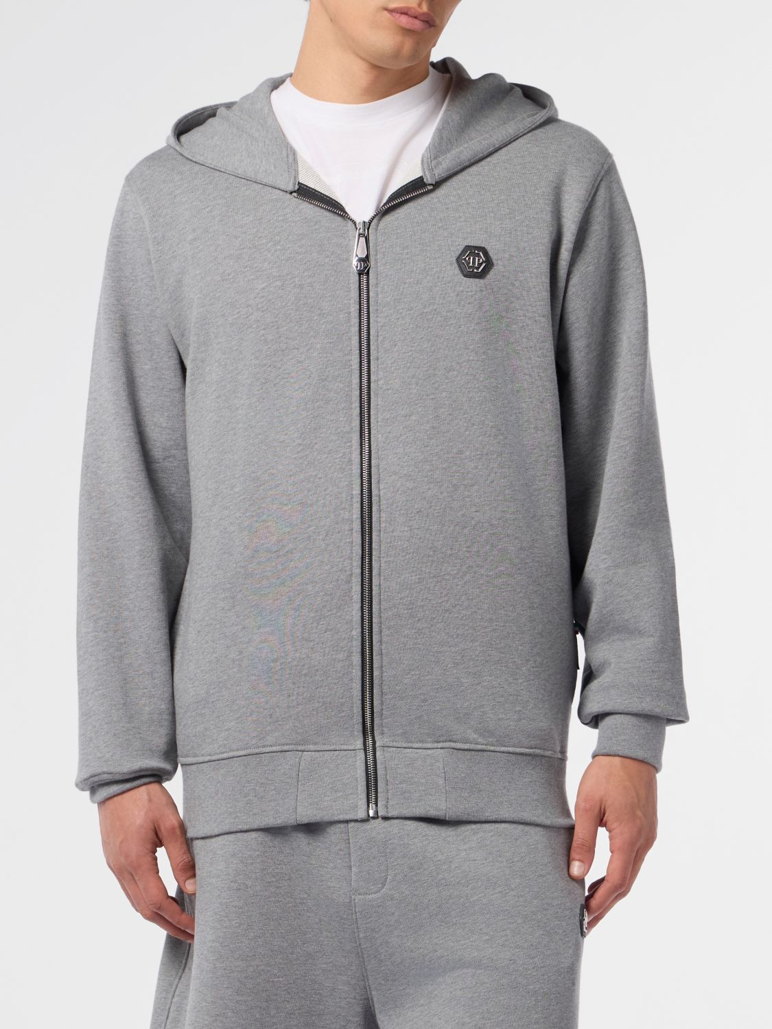 PHILIPP PLEIN Felpa con cappuccio con zip in cotone