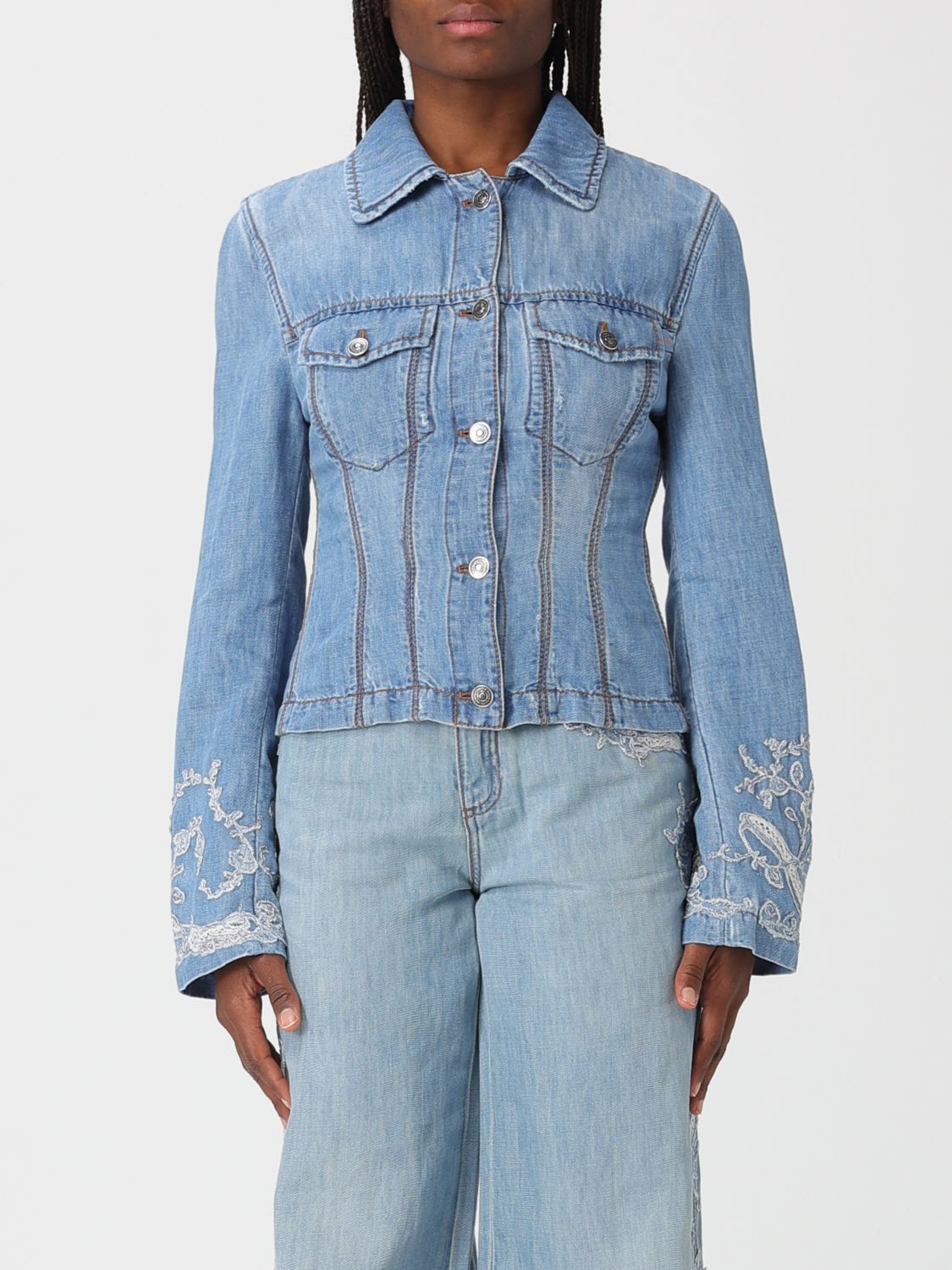 Giacca Ermanno Scervino in denim di cotone con ricami