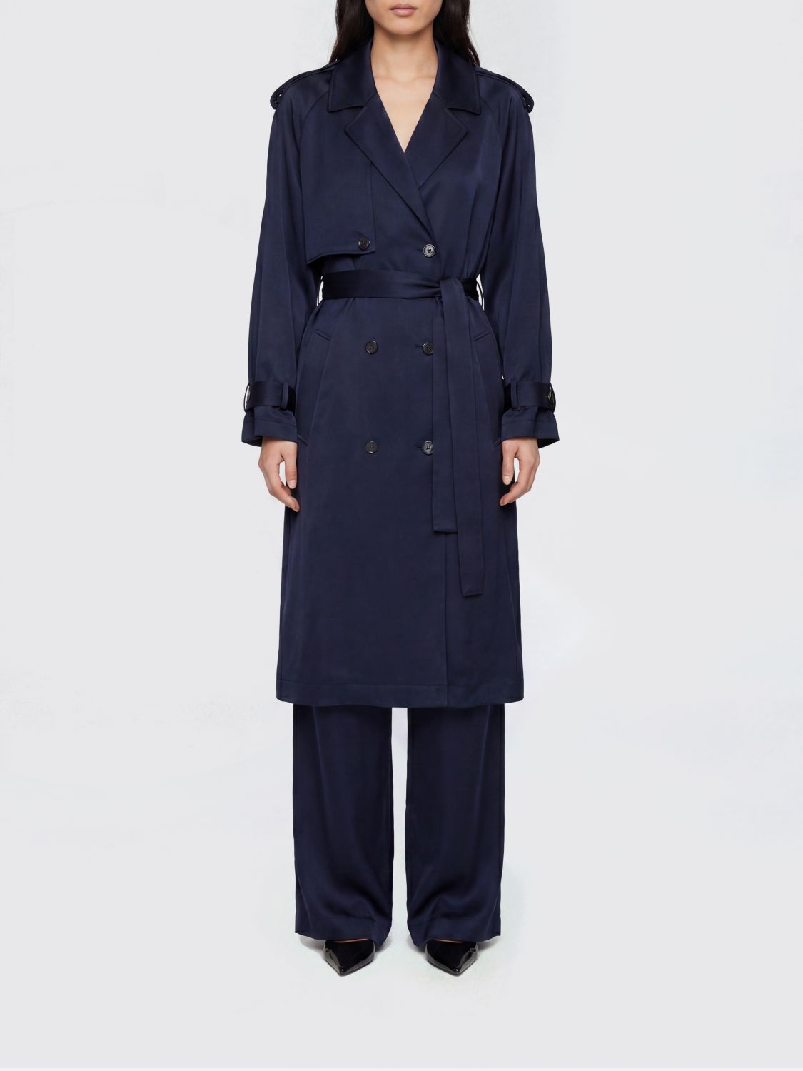 ANINE BING Ricky Long Viscose Trench Coat