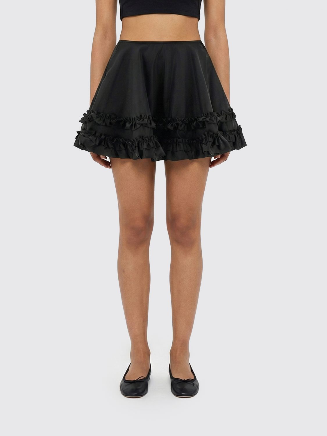 GANNI Crêpe Mini Skirt With Ruffles　GANNI フリル付きクレープミニスカート GANNI