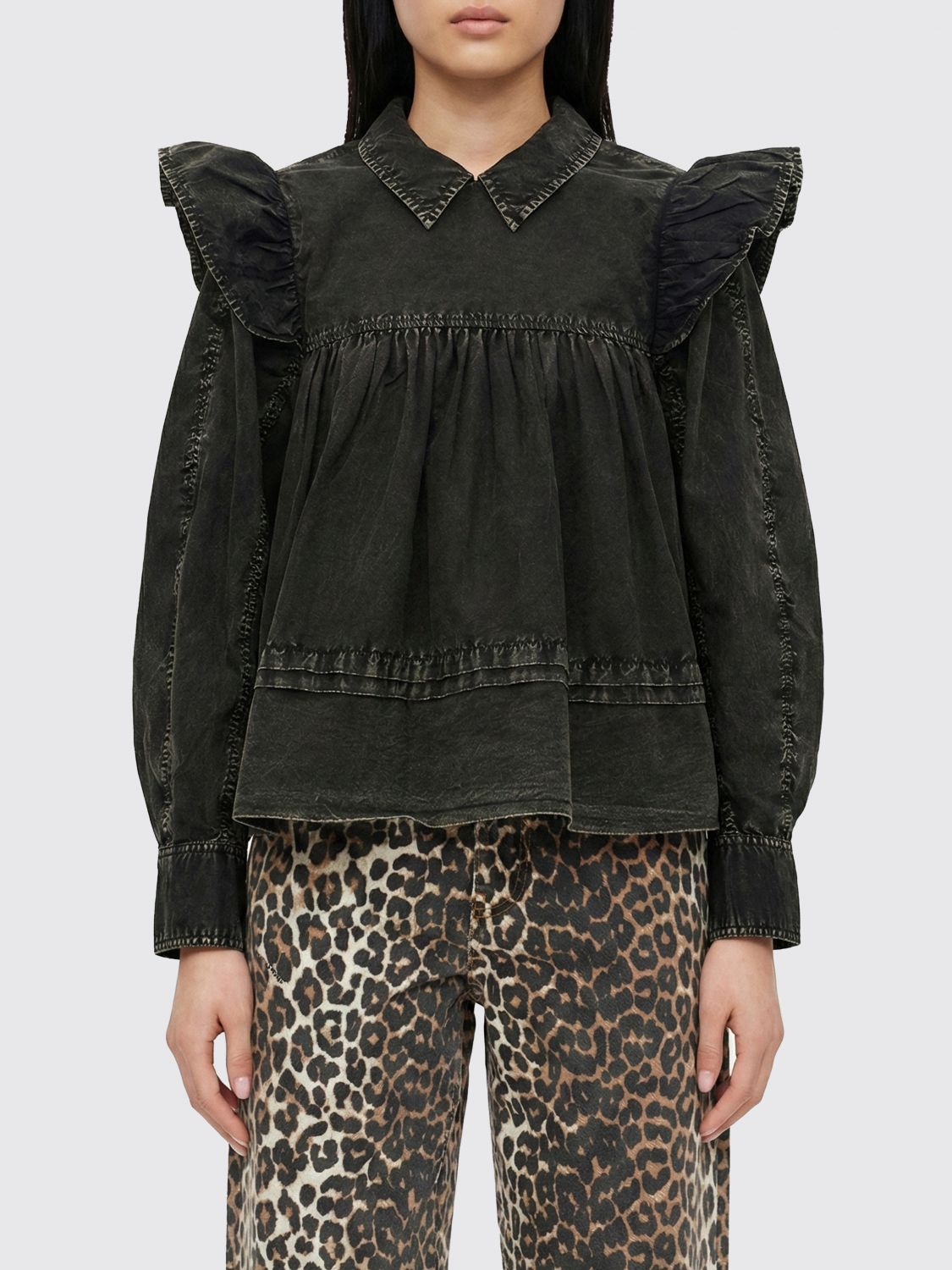 GANNI Organic Cotton Denim Blouse　GANNI オーガニックコットンデニムブラウス GANNI