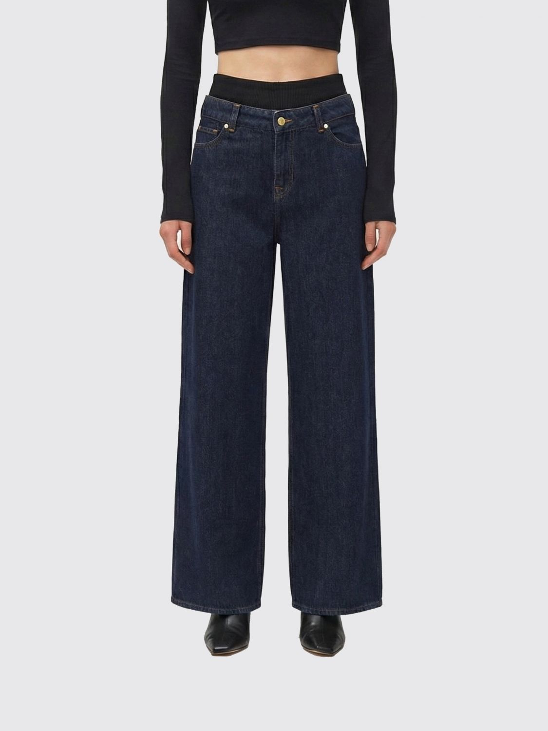 Jeans a gamba larga 7 For All Mankind in denim di cotone