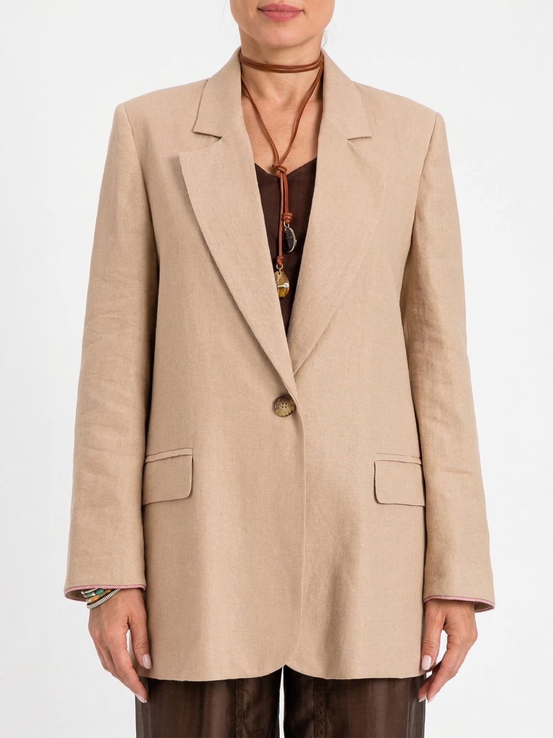 Twinset Einreihiger Blazer aus Leinenmischung