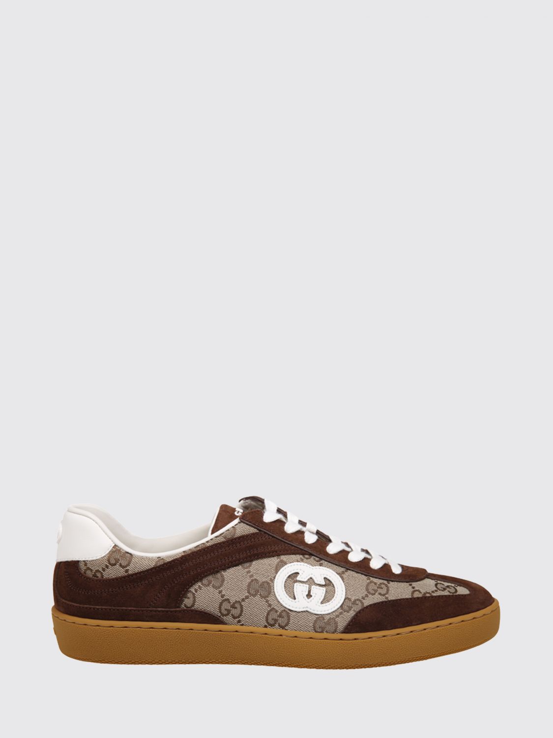 GUCCI Sneakers G75 in camoscio e canvas con monogram GG jacquard