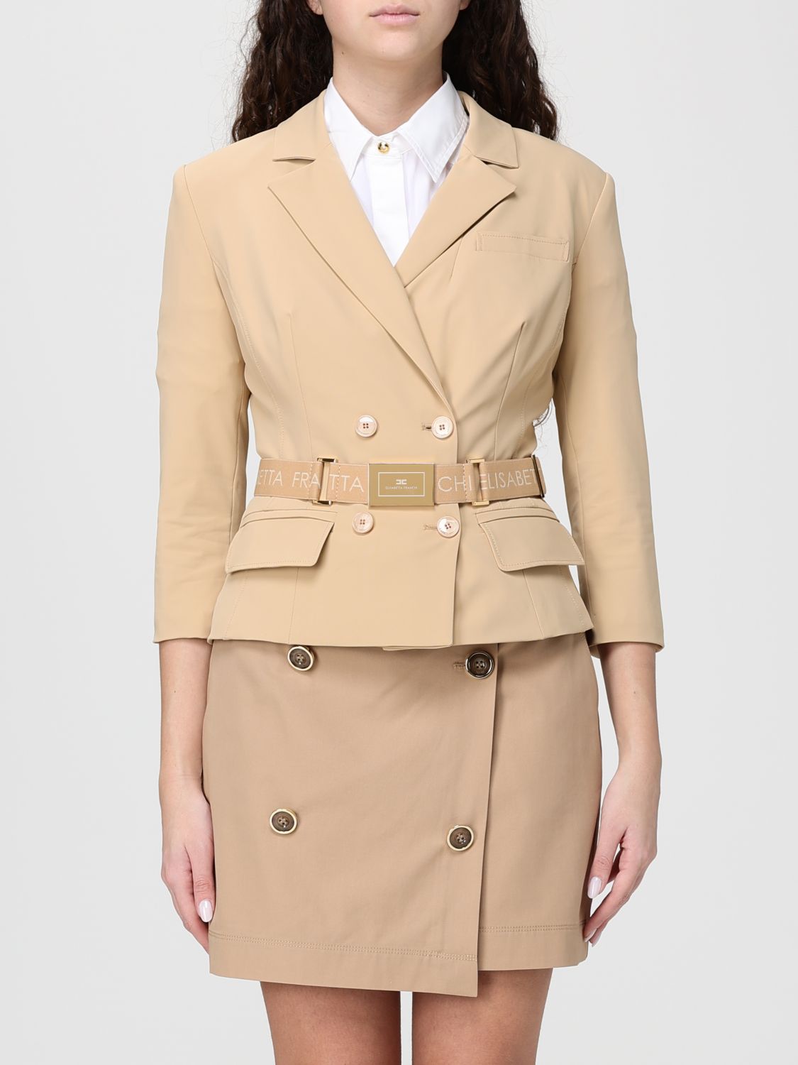 ELISABETTA FRANCHI Zweireiher-Blazer mit Gürtel